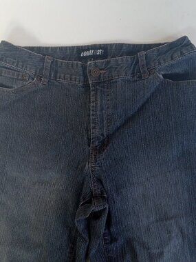 Vintage 1990s CONTRAST Sz 7 Women's Stretch Jeans Faded Flare Hong Kong Black